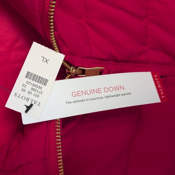 NWT Talbots Faux Fur Collar Down Puffer Vest - Red - XL - Picture 3 of 7